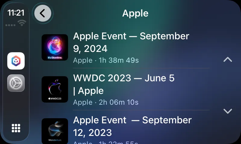 CarPlay channel detail
