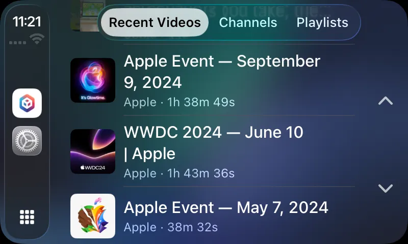 CarPlay recent videos