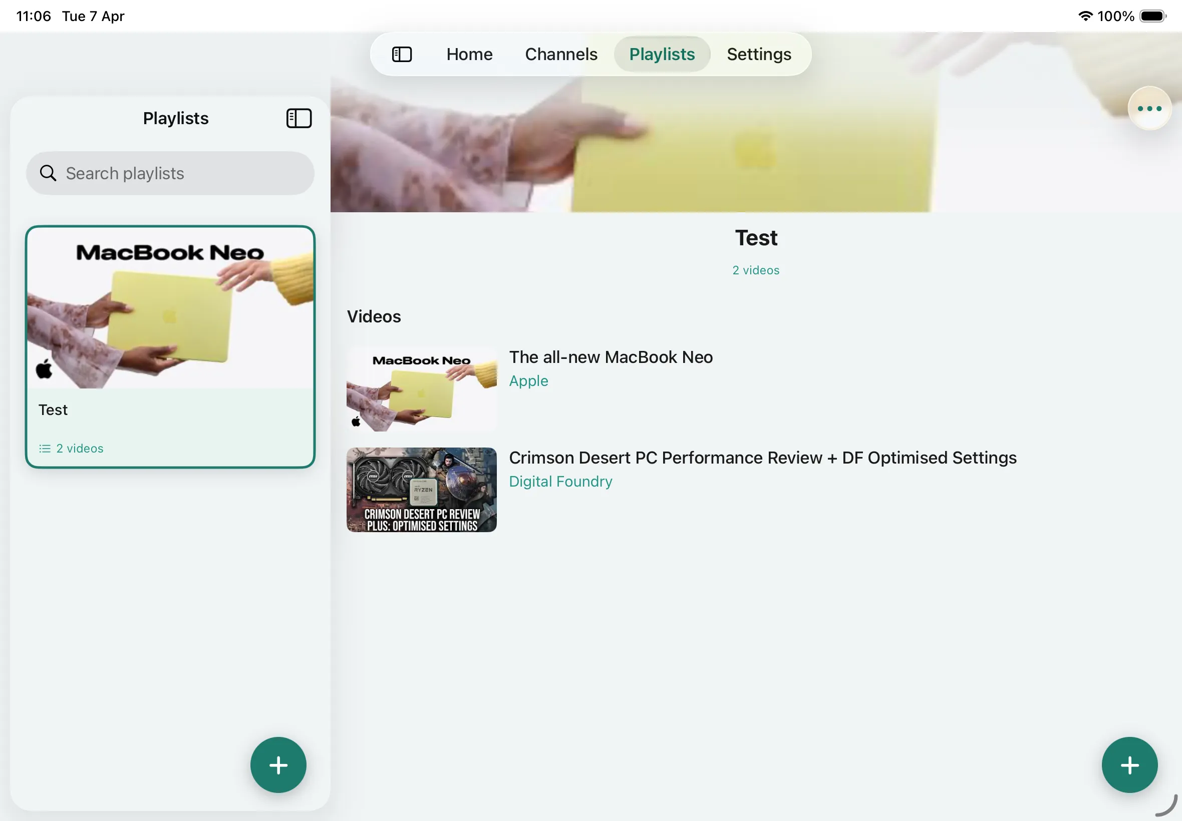 iPad playlist detail