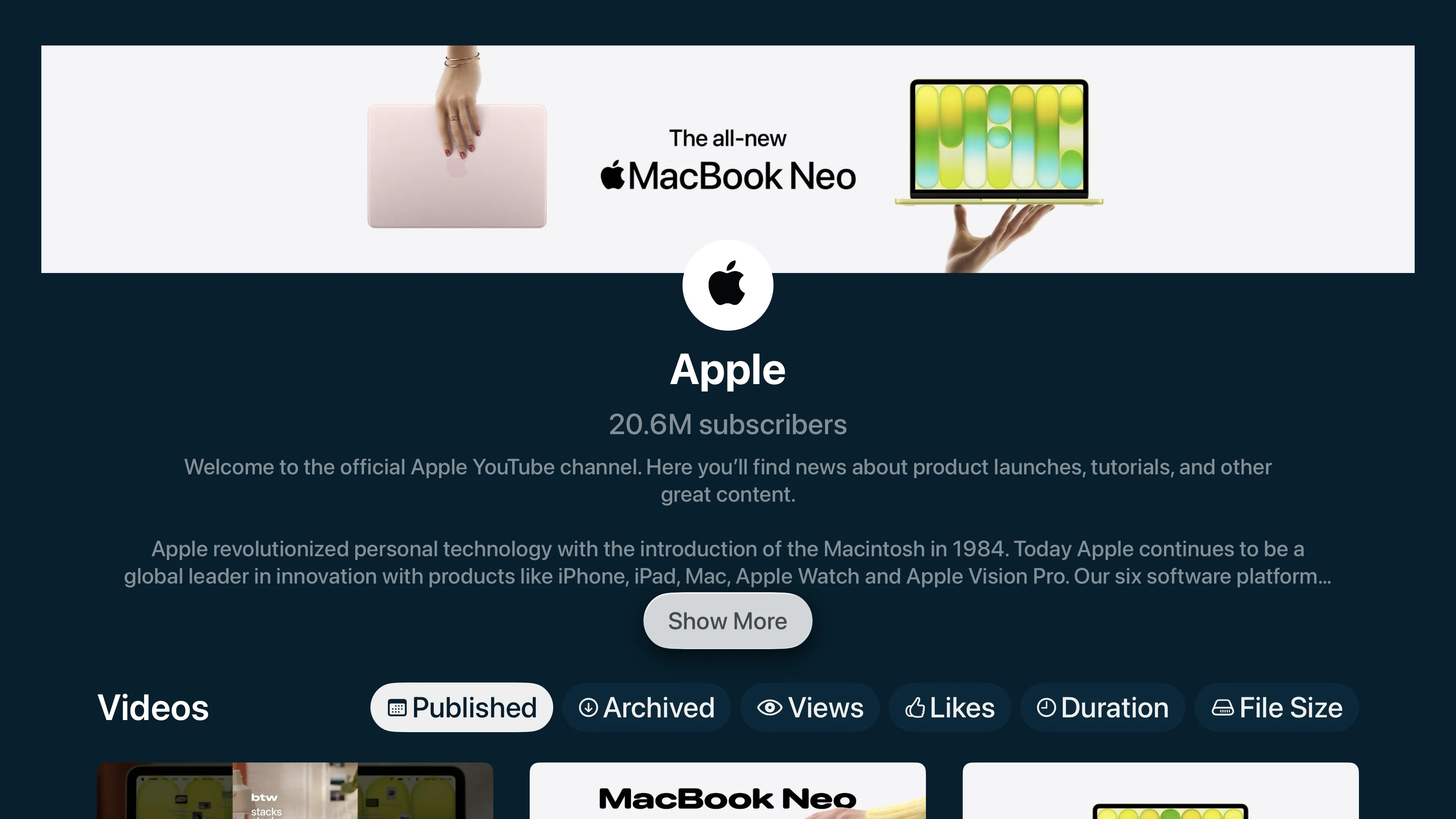 Apple TV channel detail