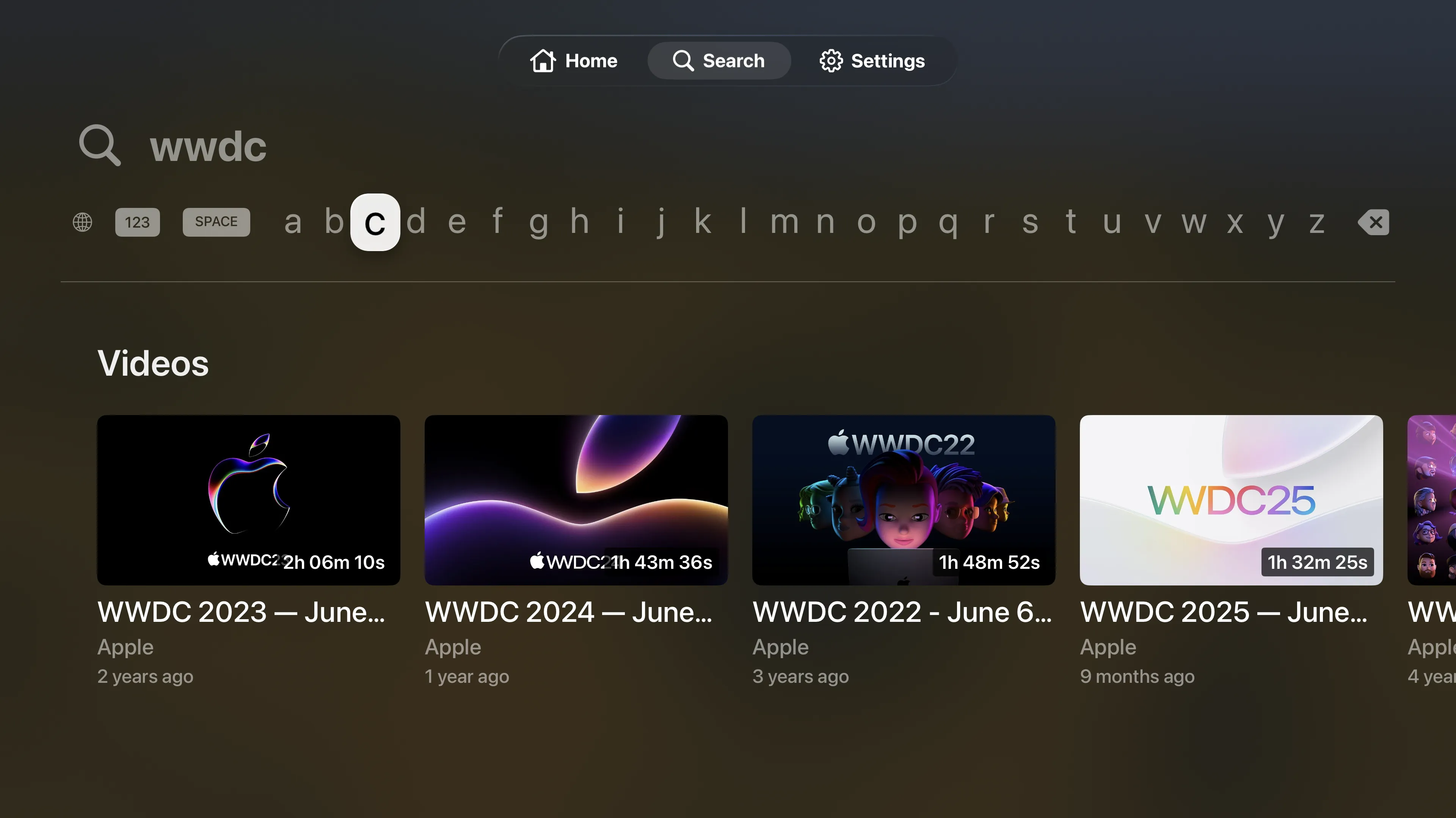 Apple TV search