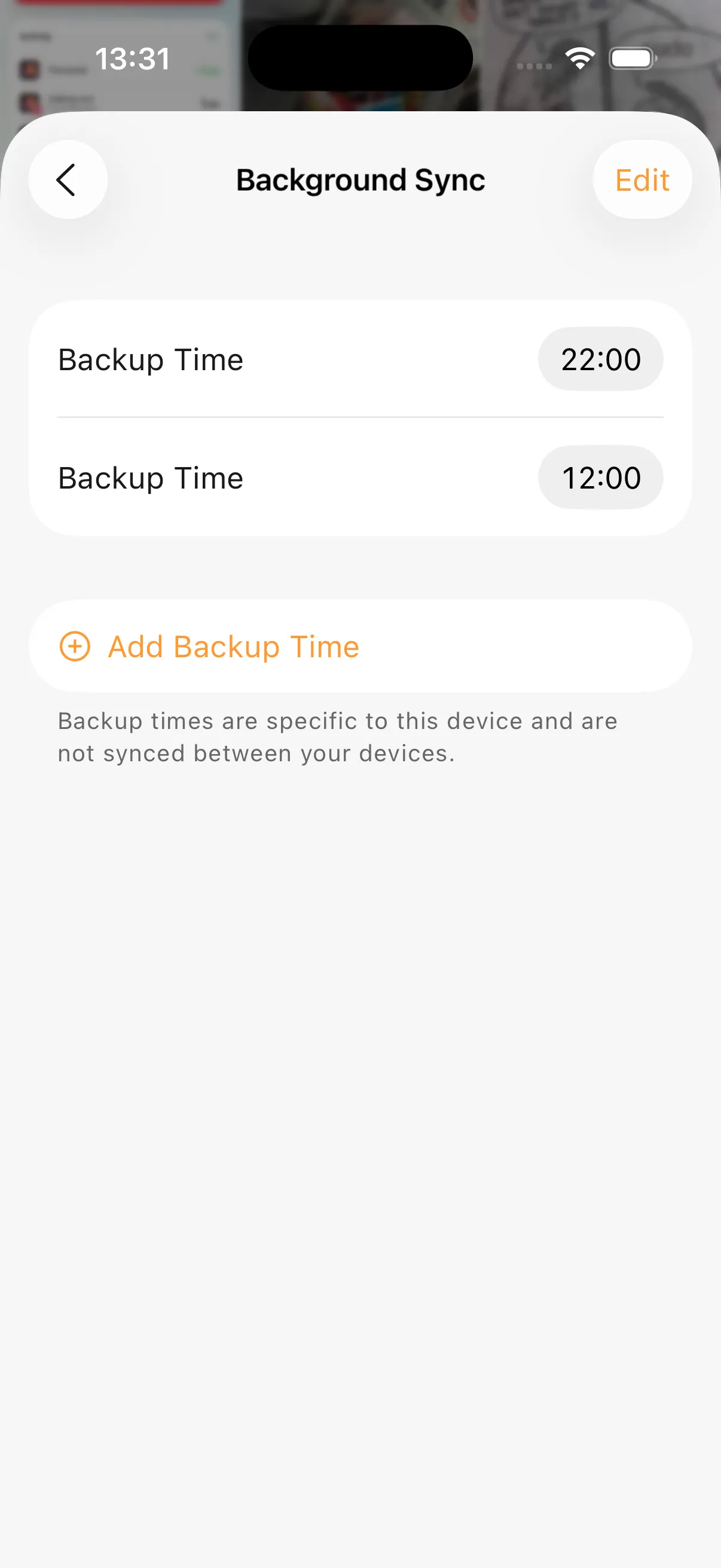 Photoflare – scheduled background sync times